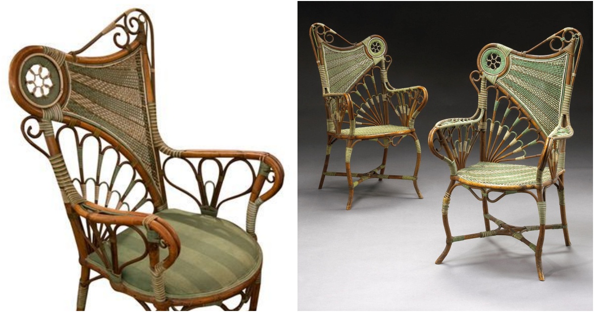 Art Nouveau Bentwood and Wicker Armchair, 1910, France, by Clément Gelly & Cie: A Masterpiece of Elegance and Craftsmanship