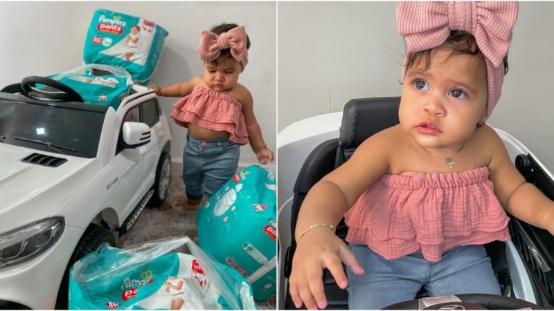 Baby Pietra Next to a Supercar: When Humor Meets Style