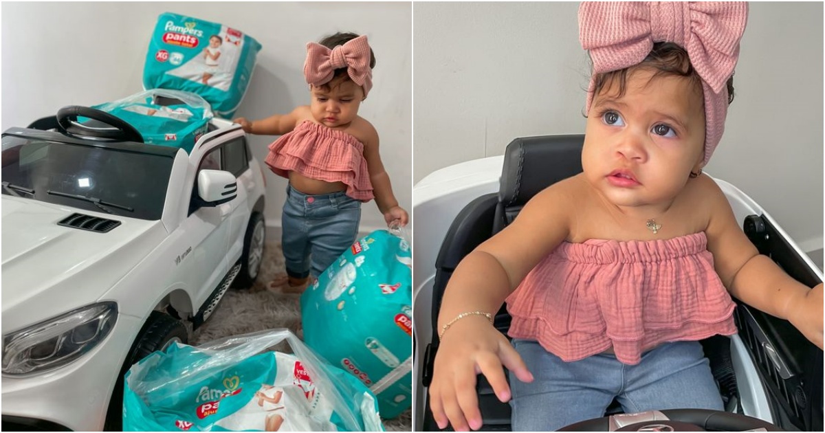 Baby Pietra Next to a Supercar: When Humor Meets Style