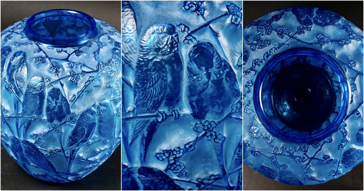 René Lalique’s 1919 Electric Blue Vase “Perruches”