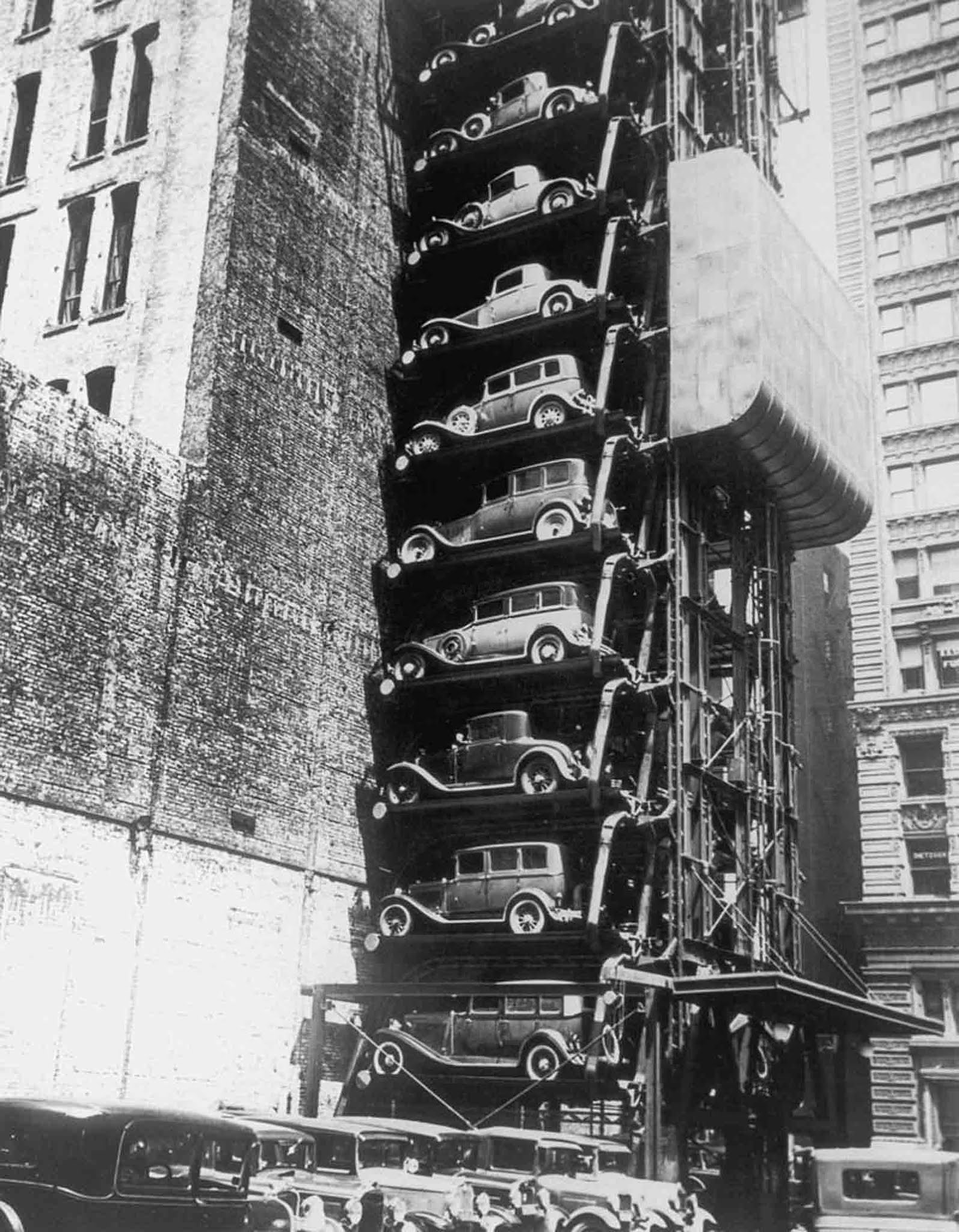 Stacking the Future: A Look Back at Early Vertical Parking Garages in Vintage Photos