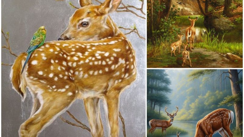 The Deer Dances in Nature – An Oil Painting That Blends Beauty and Joy