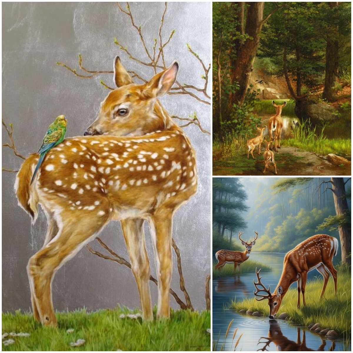 The Deer Dances in Nature – An Oil Painting That Blends Beauty and Joy